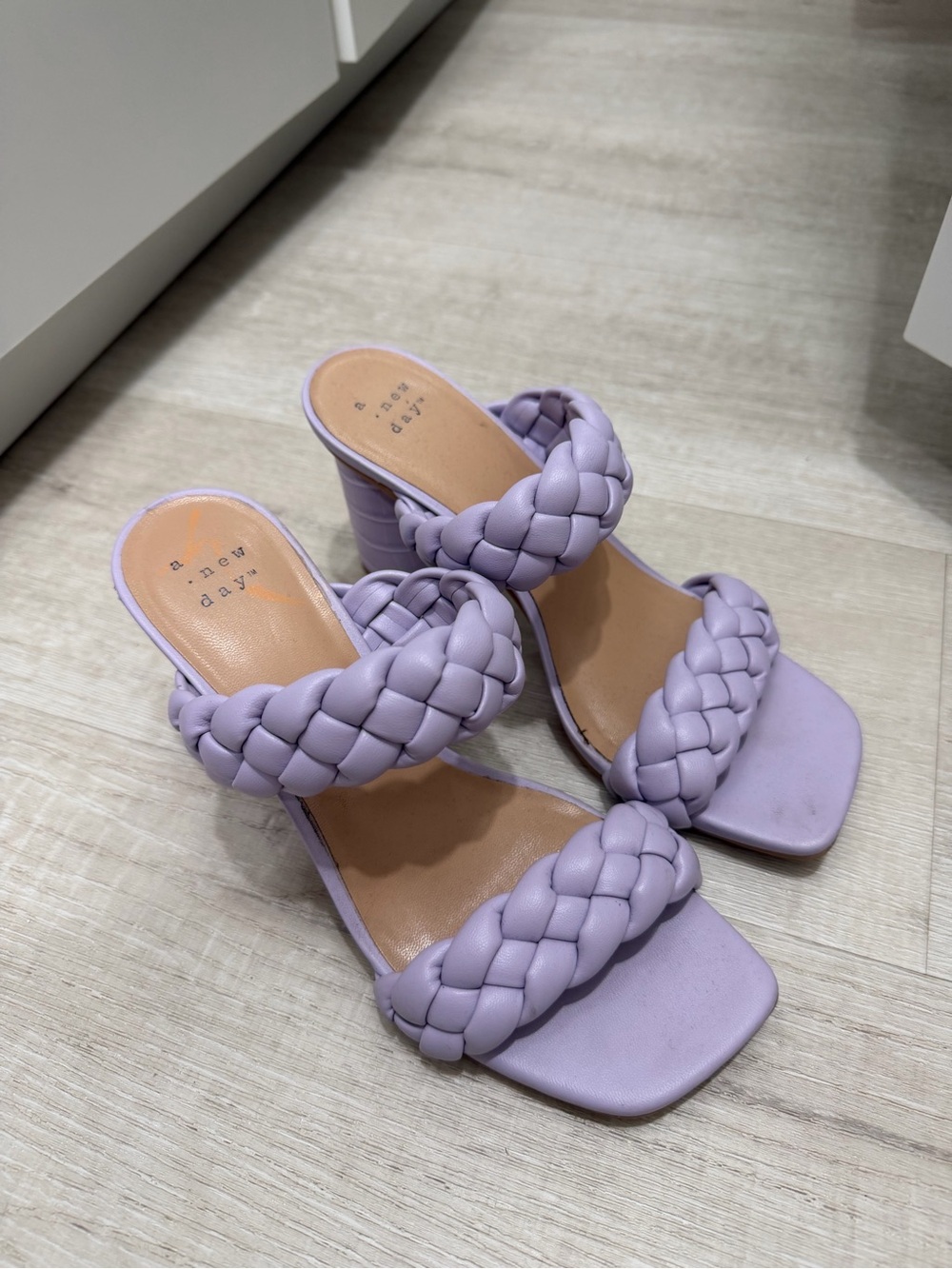 a new day Lavender Braided Double-Strap Block Heel Sandals